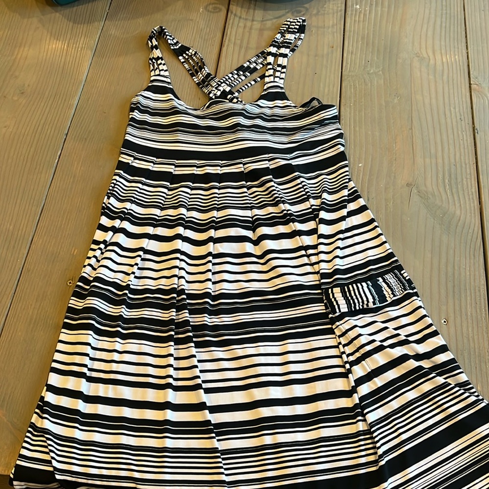 Calvin Klein Black and White Striped Sundress